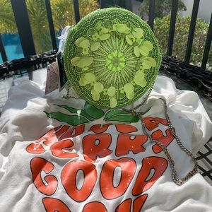 Green Beaded Round Handbag